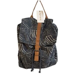 Lu & Elle Paradise Palm Canvas Backpack – Vegan Leather, NWT
